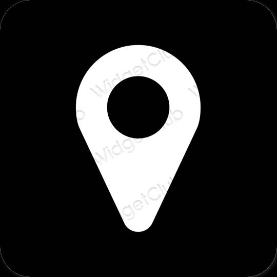 Estetik hitam Google Map ikon aplikasi