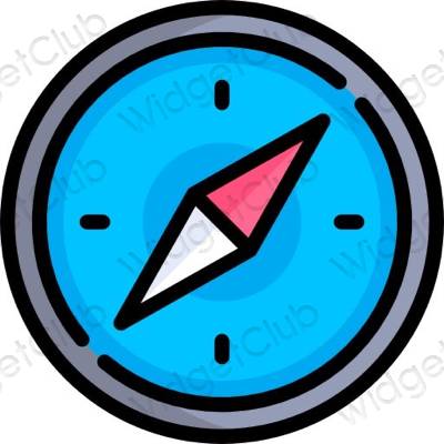 Estetický modrý Safari ikony aplikací