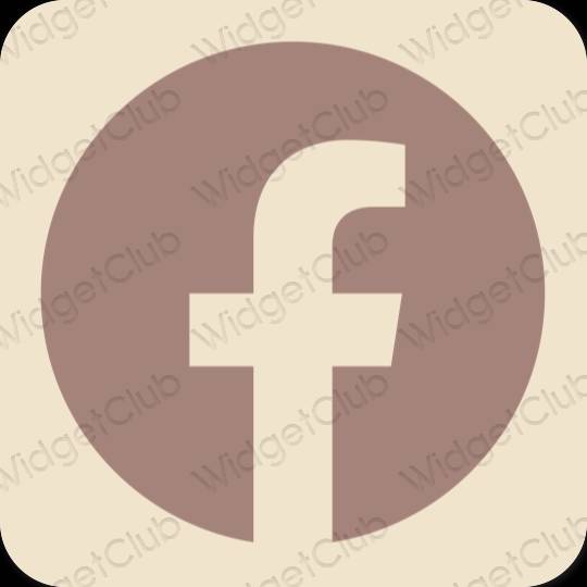 Estético bege Facebook ícones de aplicativos