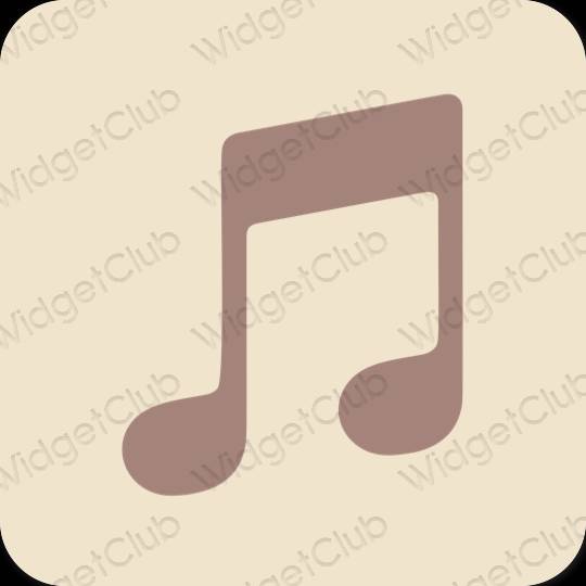 جمالي اللون البيج Apple Music أيقونات التطبيق
