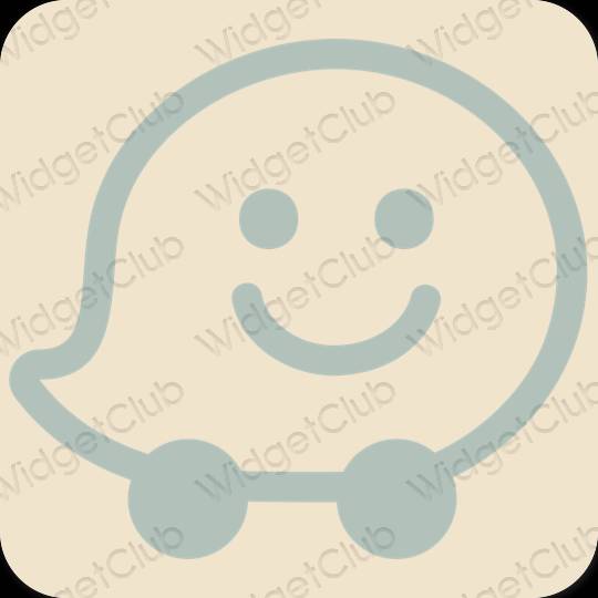 Estético beige Waze iconos de aplicaciones