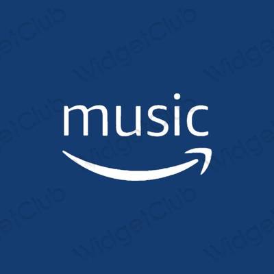 Estético azul amazon music ícones de aplicativos