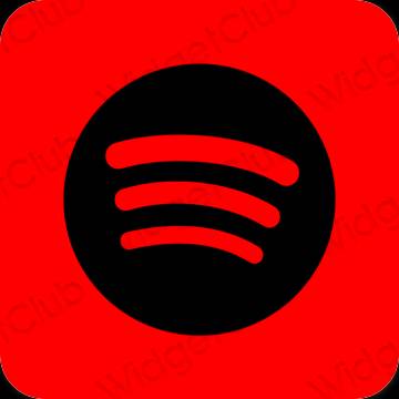 Estetsko rdeča Spotify ikone aplikacij