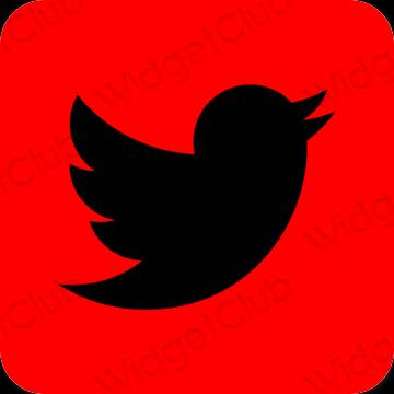Estetické červená Twitter ikony aplikácií
