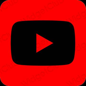Esteetiline punane Youtube rakenduste ikoonid
