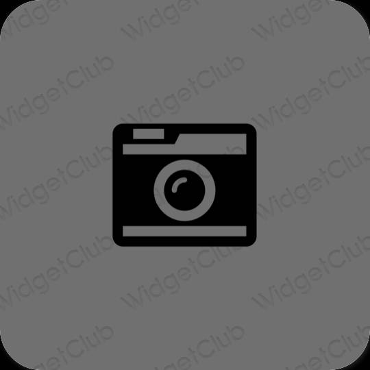 Estético gris Camera iconos de aplicaciones
