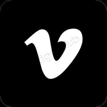 Estetyka czarny Vimeo ikony aplikacji