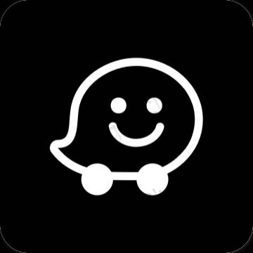 Естетски црн Waze иконе апликација