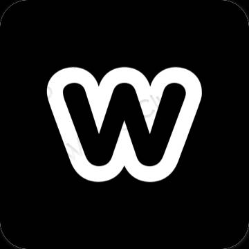 Estético negro Weebly iconos de aplicaciones