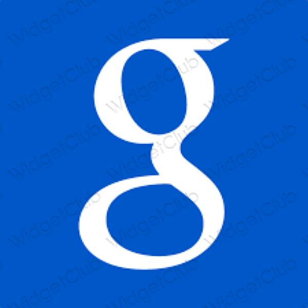 Естетичний неоновий синій Google значки програм