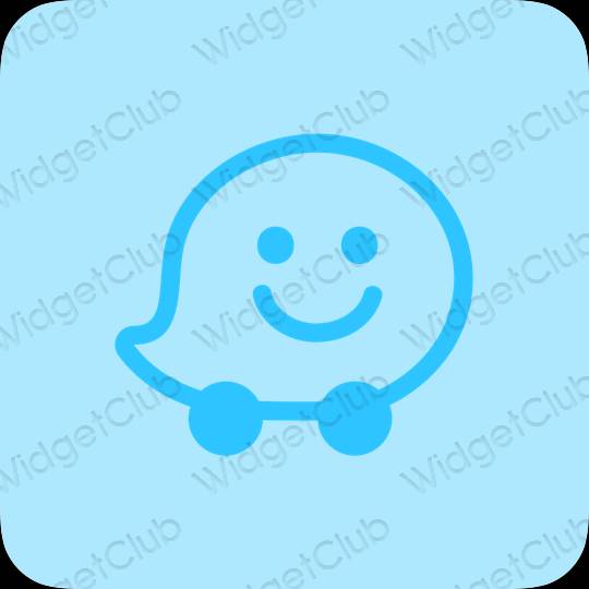 Ästhetisch pastellblau Waze App-Symbole