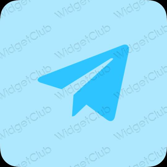 زیبایی شناسی آبی پاستلی Telegram آیکون های برنامه
