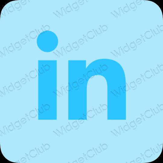 Estetis biru pastel Linkedin ikon aplikasi