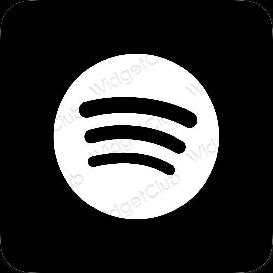 Естетичний чорний Spotify значки програм