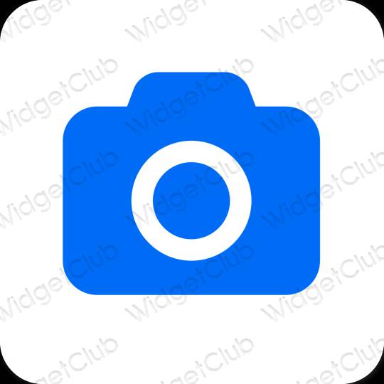 Esthétique bleu fluo Camera icônes d'application