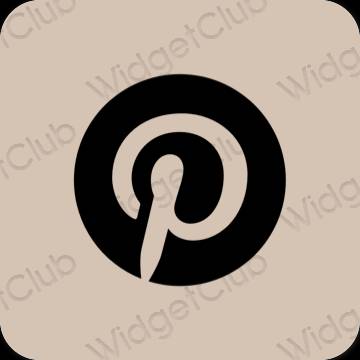 جمالي اللون البيج Pinterest أيقونات التطبيق