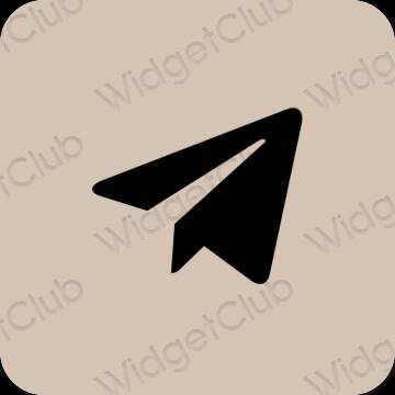 Estetyka beżowy Telegram ikony aplikacji