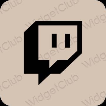 Естетичен бежово Twitch икони на приложения