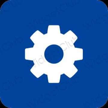 Estetik biru Settings ikon aplikasi