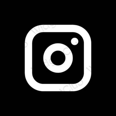Estetyka czarny Instagram ikony aplikacji
