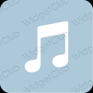 Estetické pastelovo modrá Apple Music ikony aplikácií