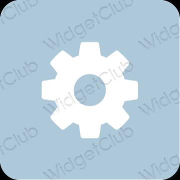 Estetis biru pastel Settings ikon aplikasi