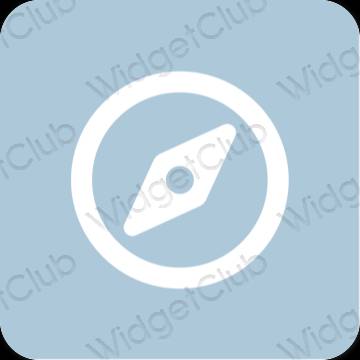 Estetický pastelově modrá Safari ikony aplikací