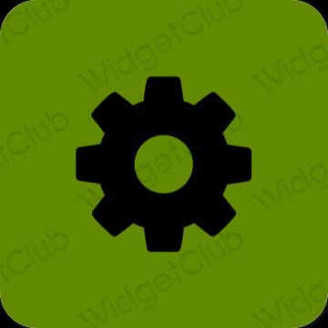 Æstetisk grøn Settings app ikoner