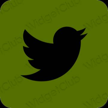 Æstetisk grøn Twitter app ikoner