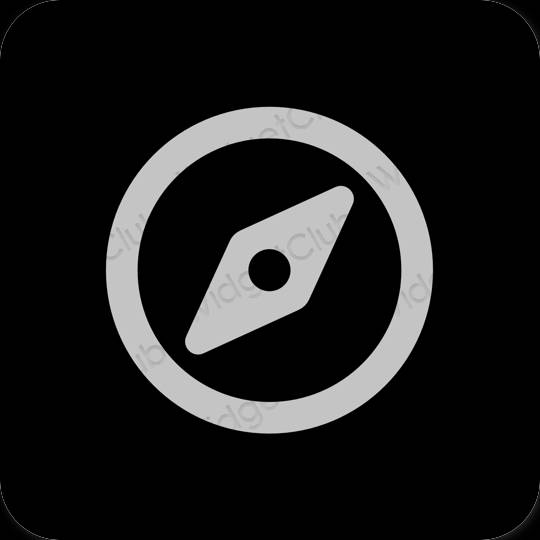 미적인 검은색 Safari 앱 아이콘
