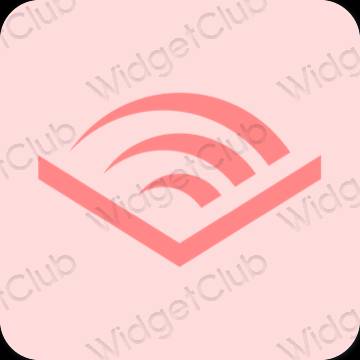 Stijlvol pastelroze Audible app-pictogrammen