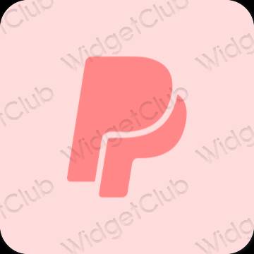 Estetis merah muda pastel Paypal ikon aplikasi