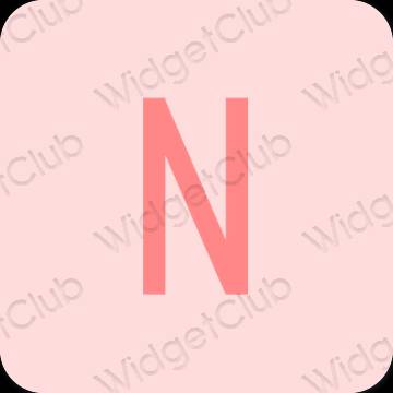 미적인 파스텔 핑크 Netflix 앱 아이콘