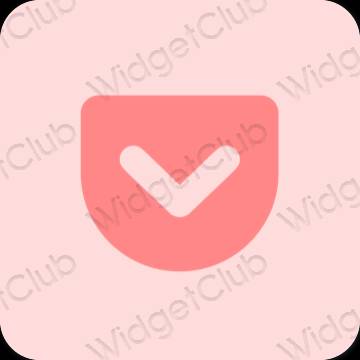 Esthétique rose pastel Pocket icônes d'application