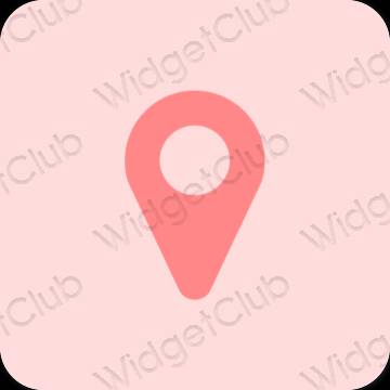 Естетски пастелно розе Map иконе апликација