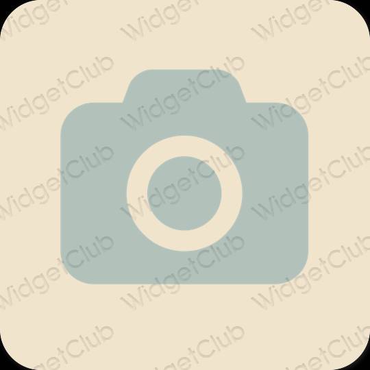Estético bege Camera ícones de aplicativos