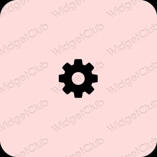 Estetyka pastelowy róż Settings ikony aplikacji
