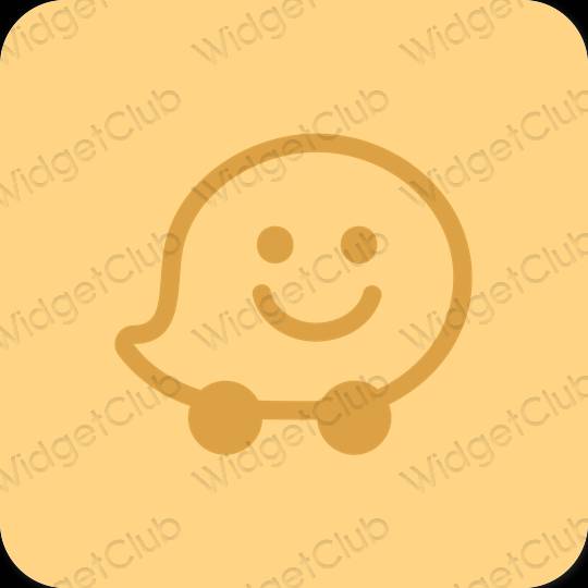 Estetisk orange Waze app ikoner