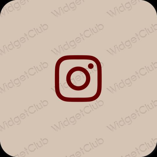 جمالي اللون البيج Instagram أيقونات التطبيق