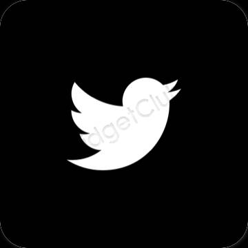 审美的 黑色的 Twitter 应用程序图标