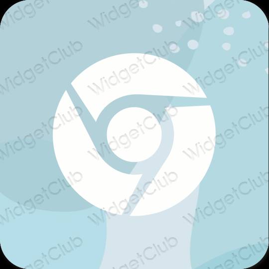 Estetisk pastellblå Chrome app ikoner