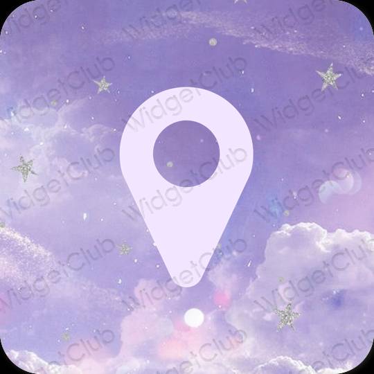 Esztétika lila Map alkalmazás ikonok