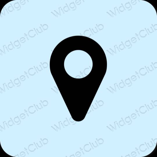 Estetski pastelno plava Map ikone aplikacija