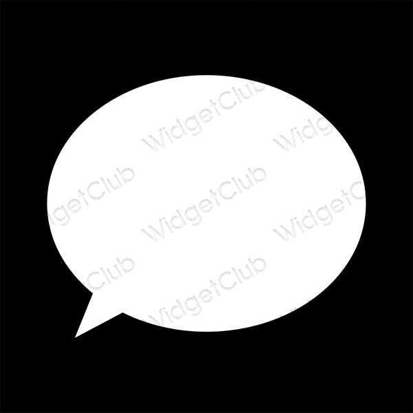 Estetický Černá Messages ikony aplikací