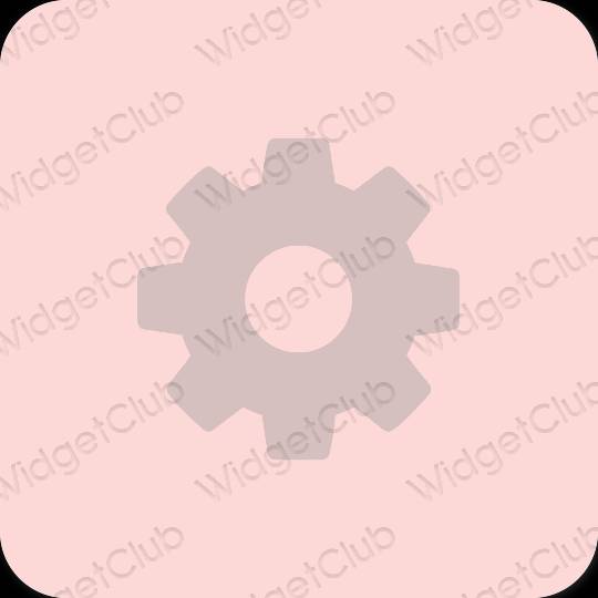 Estetski pastelno ružičasta Settings ikone aplikacija