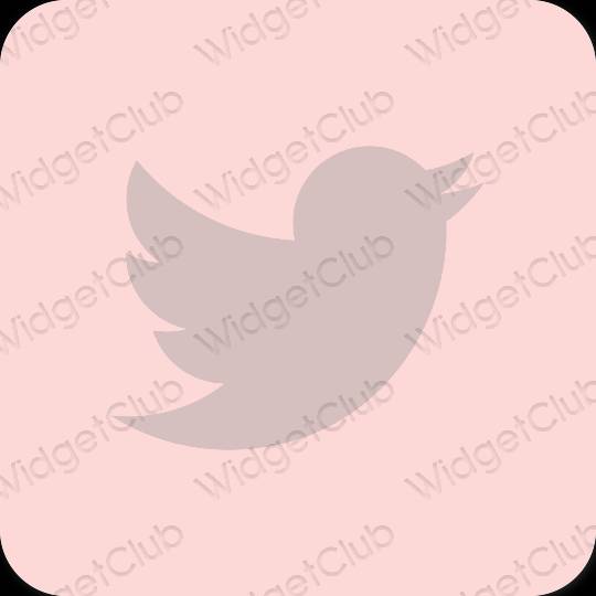 эстетический пастельно-розовый Twitter значки приложений