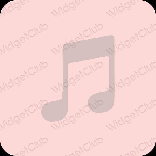 Estetik pastel pembe Apple Music uygulama simgeleri