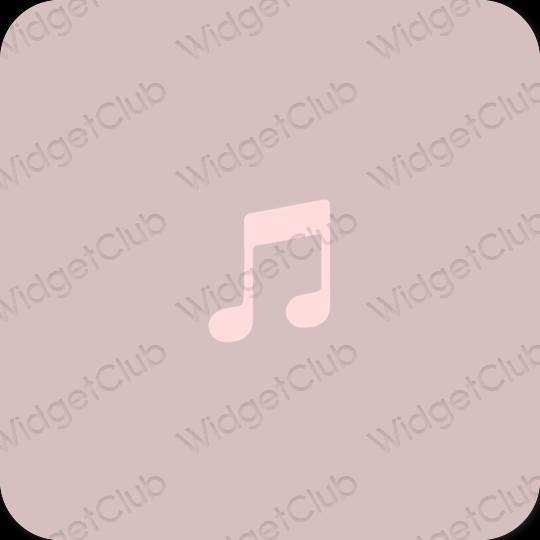 Estetinis pastelinė rožinė Apple Music programėlių piktogramos