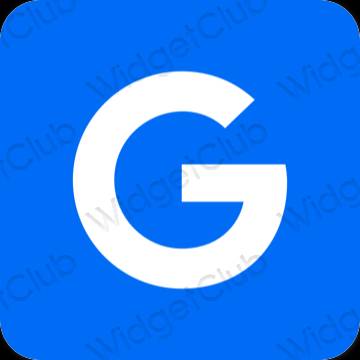 Esztétika neon kék Google alkalmazás ikonok