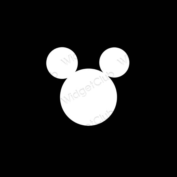 Esztétika fekete Disney alkalmazás ikonok